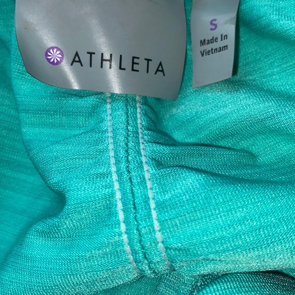 Athleta Cycle Shirt Teal 1/4 Zip Front Back Zip Pocket Short Sleeve Small - Picture 5 of 10